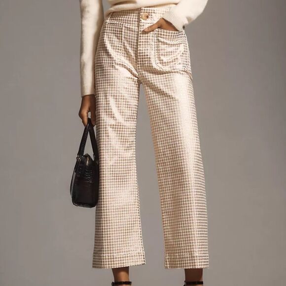 Anthropologie Tan and Cream Wide Leg Jeans - Picture 2 of 11